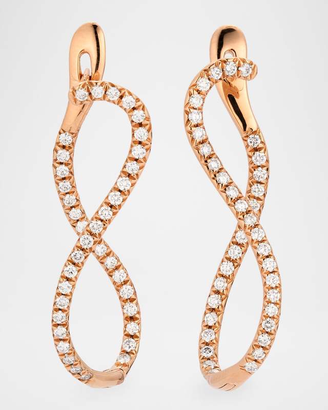 Sparkle 18K Rose Gold Infinity Diamond Inside Out Hoop Earrings